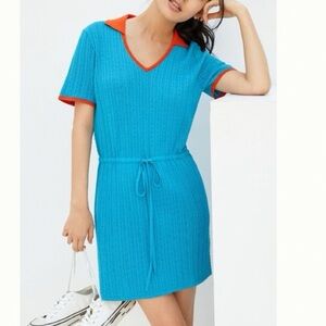 Anthropologie Saylient Blue and Orange Knit Mini Dress size medium